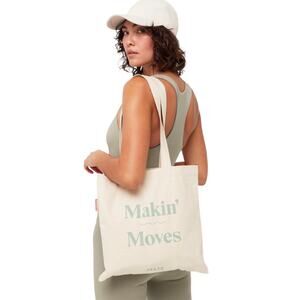 NEW Mate the Label Organic Cotton Canvas Makin Moves Tote Bag Cream Medium Size